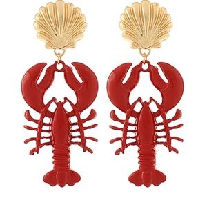 Color Coated Lobster & Shell Earrings